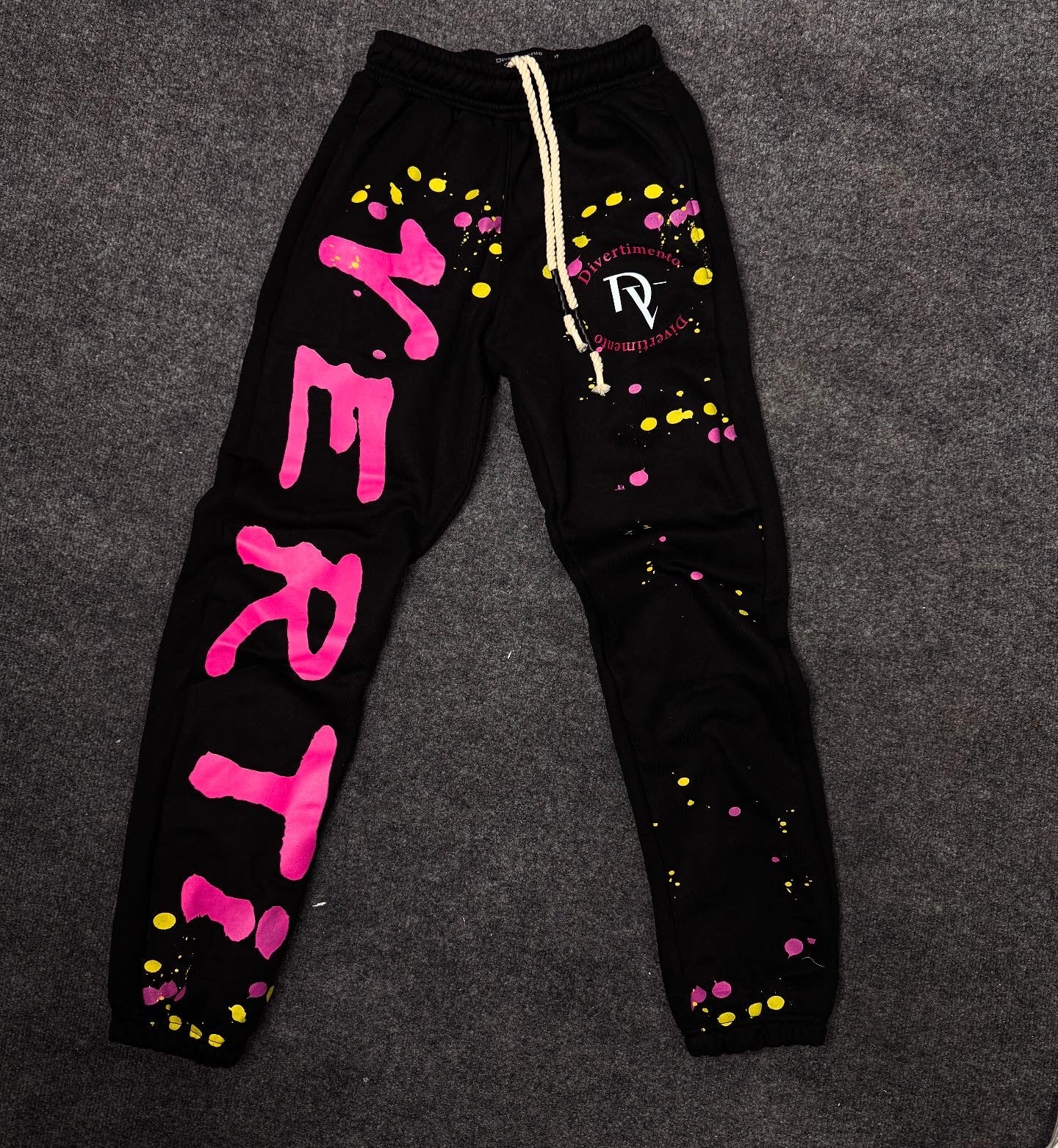 Black paint splatter sweatpants