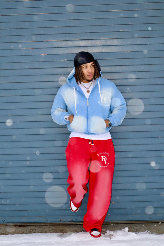 Blue over sized cropped hoodie