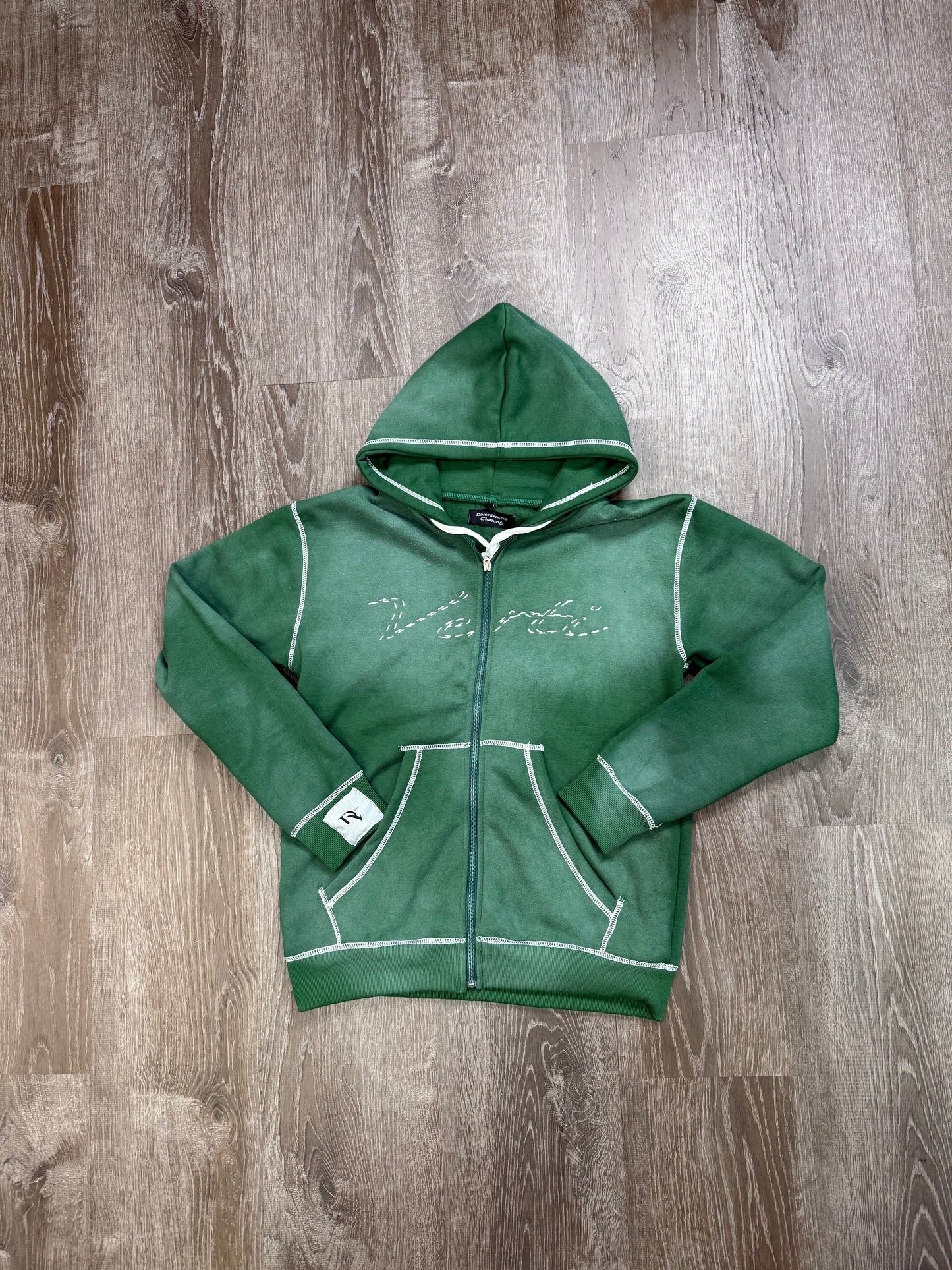 Green double stiched hoodie