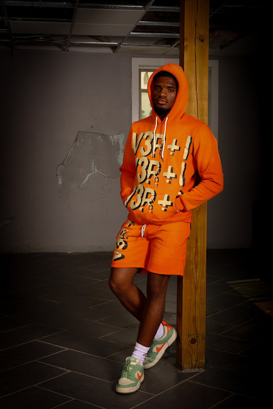 orange acid wash verti shorts