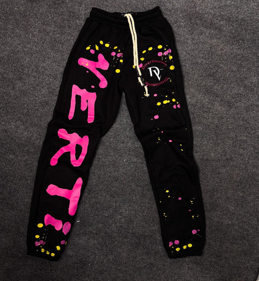 Black paint splatter sweatpants