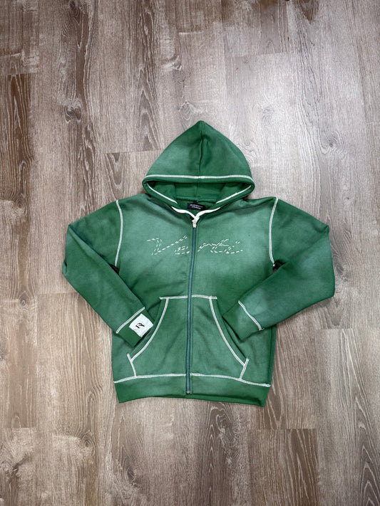 Green double stiched hoodie
